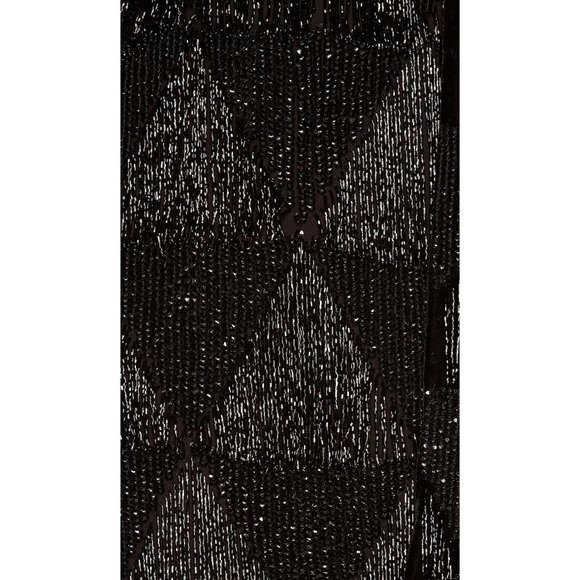 RETROFÊTE Claire Sequin Fringe Dress Black Mini Embellished Cocktail Party sz S - Picture 8 of 9